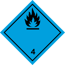 Etiqueta ADR Clase 4.3 para transporte de materias que desprenden gases inflamables al contacto con el agua - Martin & Garcia e Hijo.
