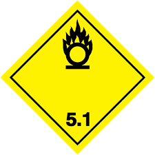 Etiqueta ADR Clase 5.1 para transporte de sustancias comburentes - Martin & Garcia e Hijo.