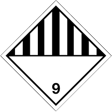 Etiqueta ADR Clase 9 para el transporte de materias y objetos peligrosos diversos.