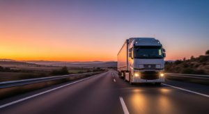 Camión de transporte en carretera representando la nueva normativa de precios por gasóleo